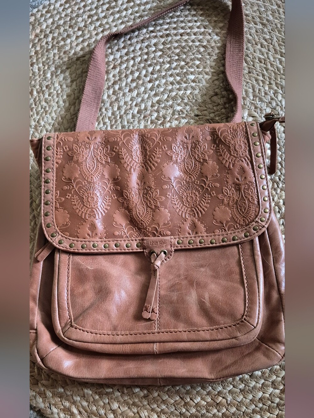 The Sak Leather Embossed Leathwr Convertible Backpack